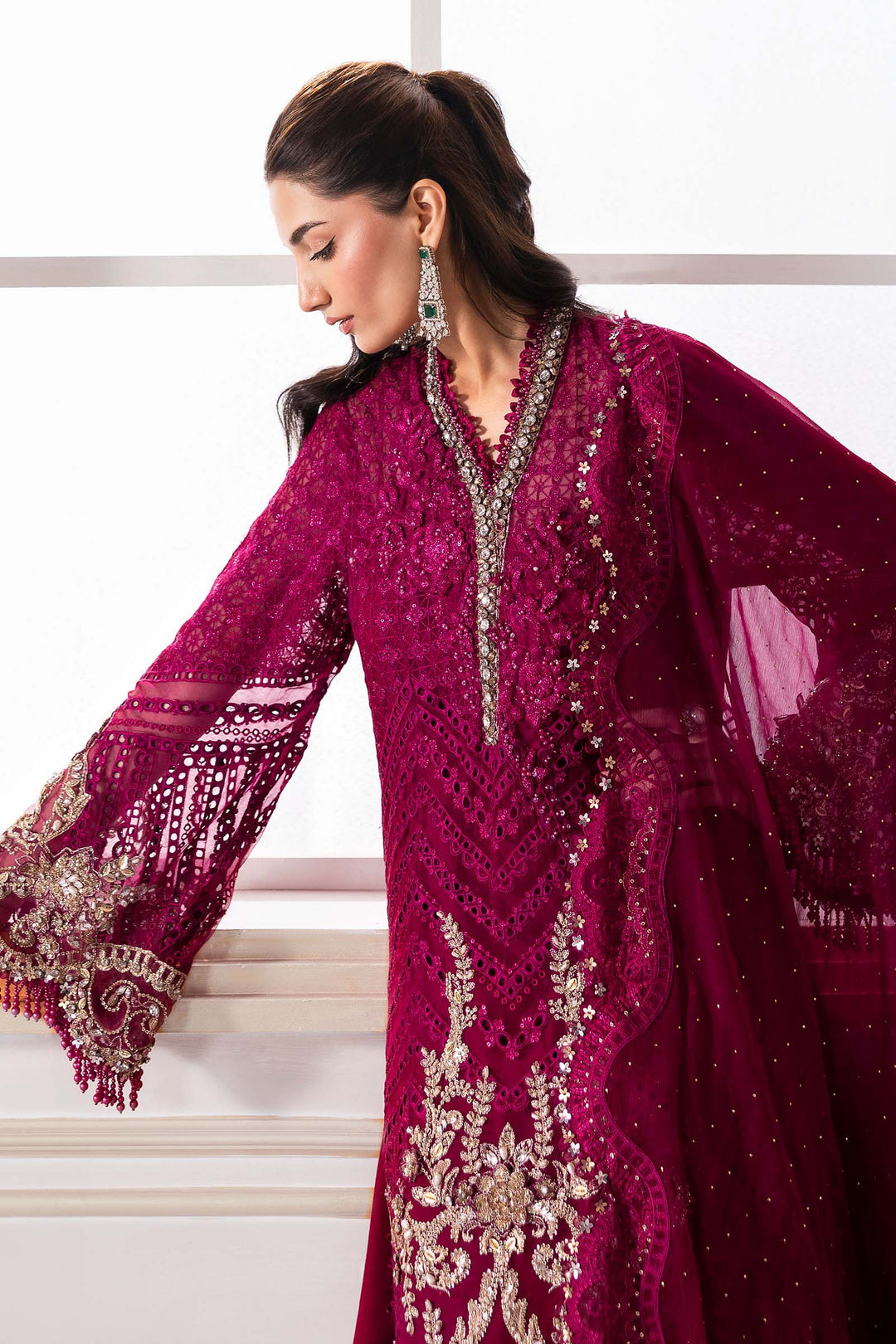 3 Piece Embroidered Chiffon Suit | BD-3003