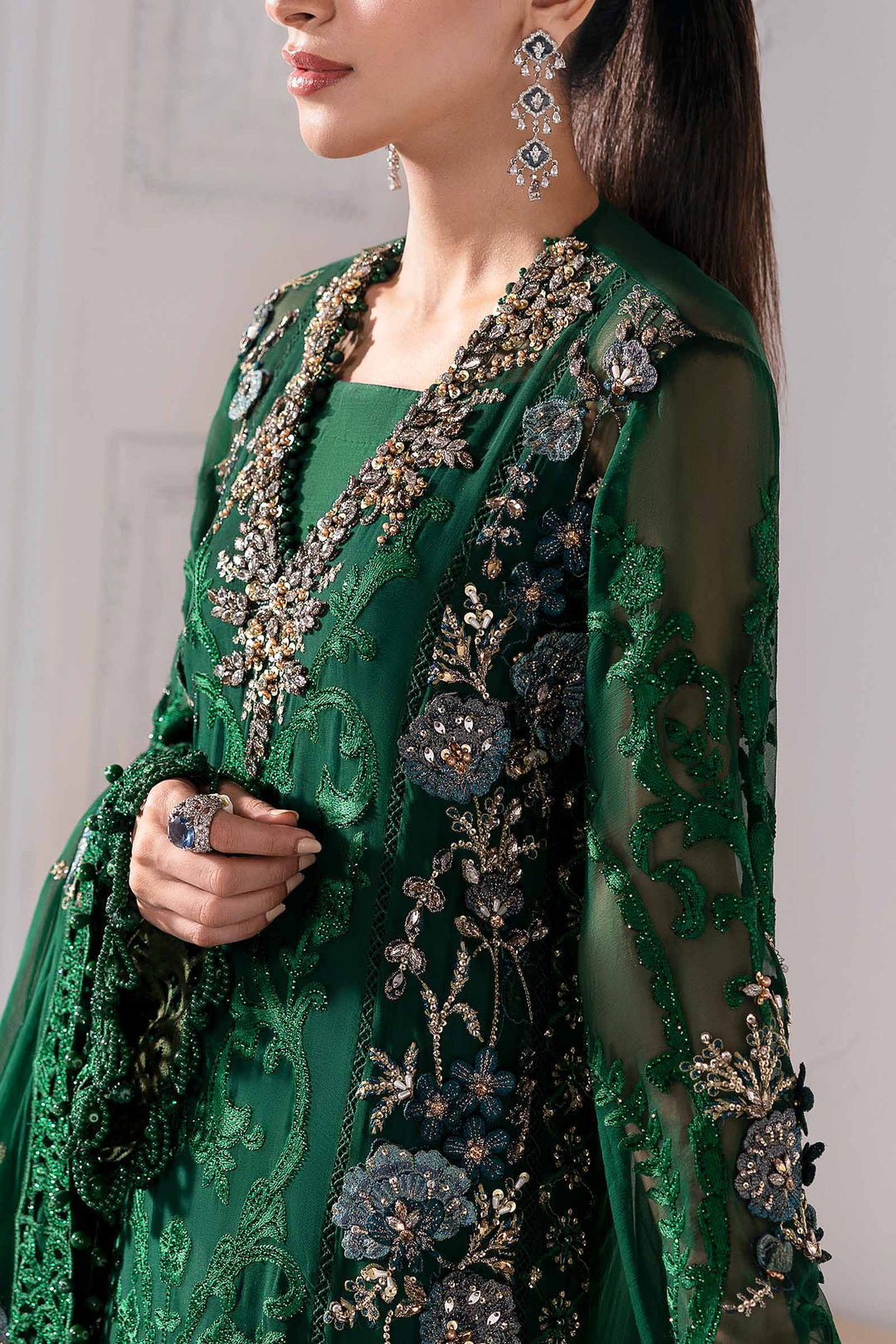 3 Piece Embroidered Chiffon Suit | BD-3008