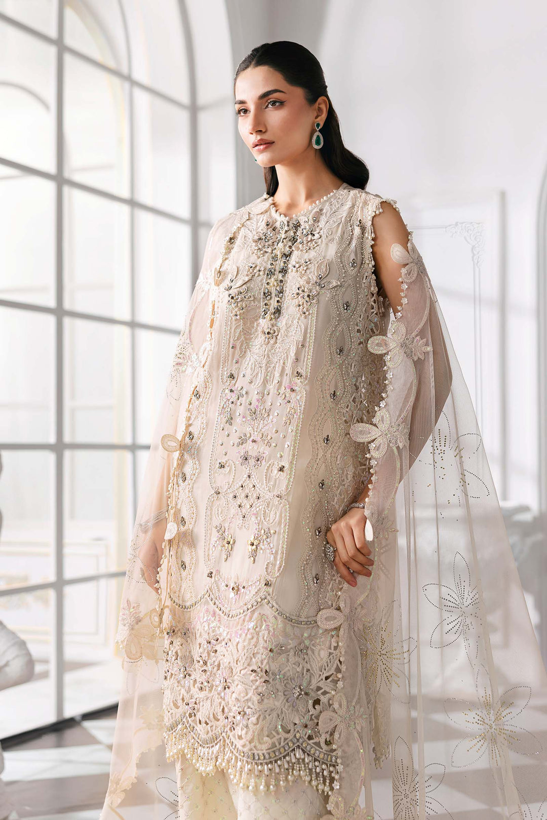3 Piece Embroidered Chiffon Suit | BD-3007