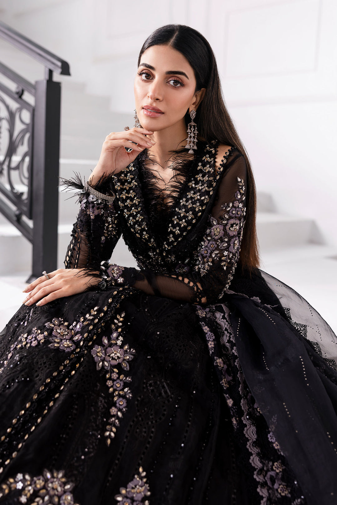 3 Piece Embroidered Organza Suit | BD-3004