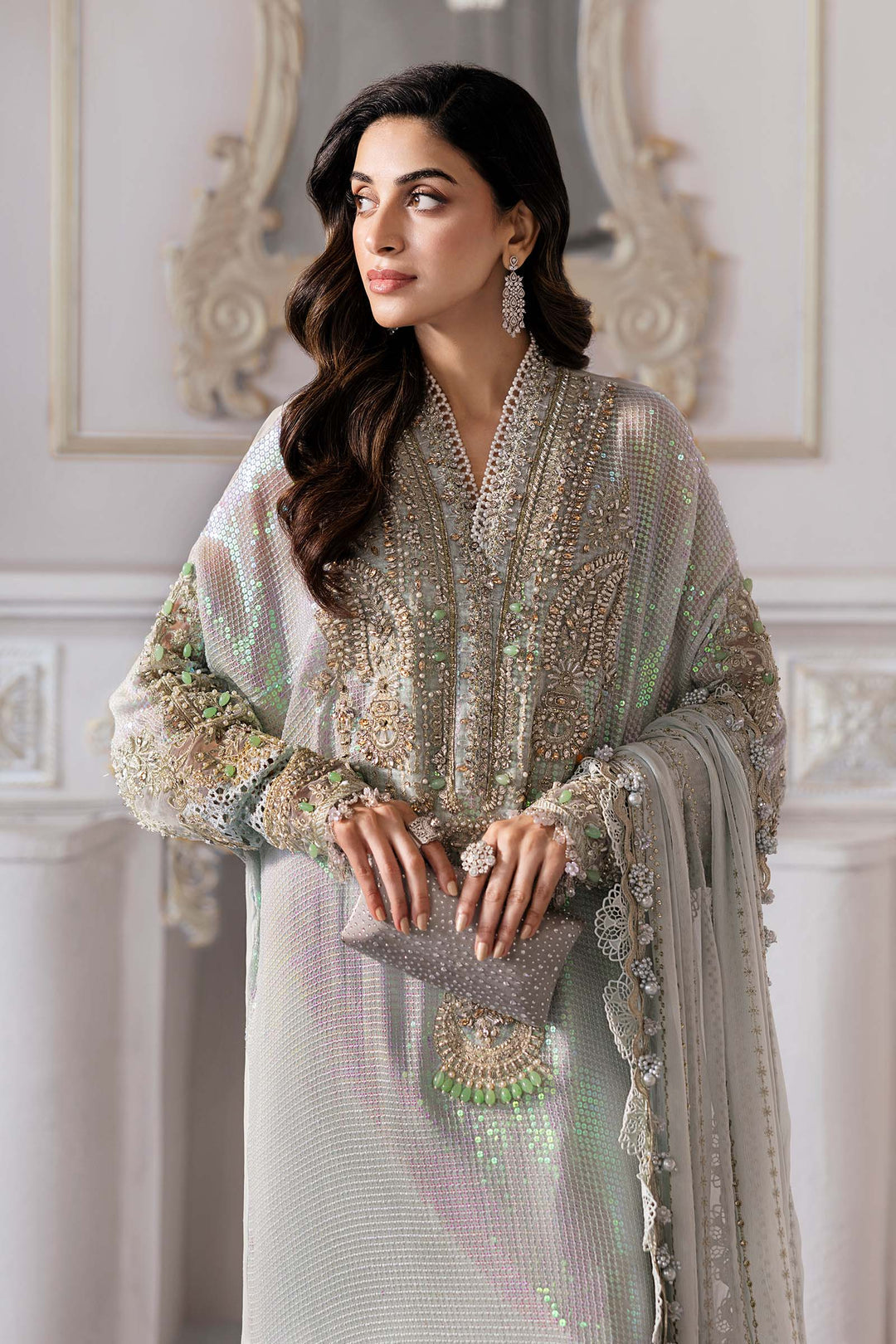 3 Piece Embroidered Chiffon Suit | BD-3005
