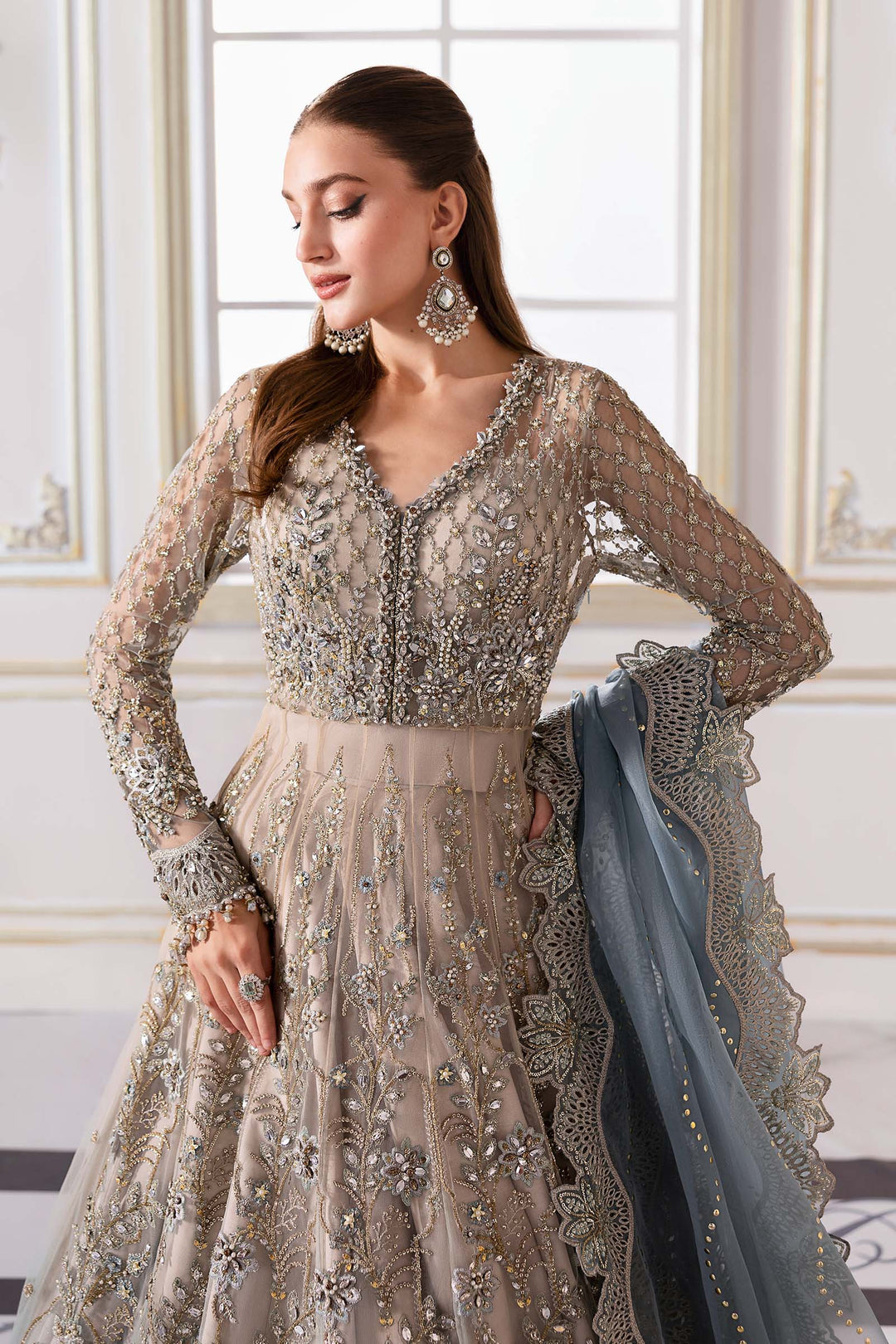 3 Piece Embroidered Net Suit | BD-3002