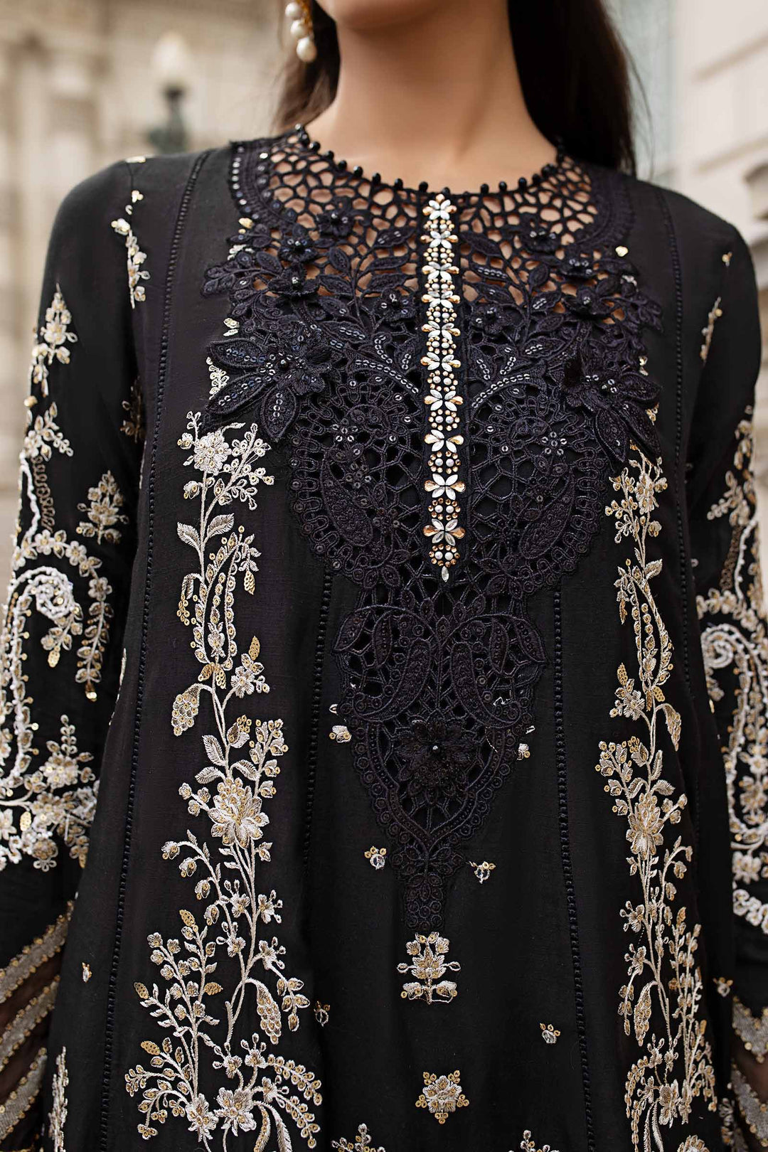 Embroidered Raw Silk Suit