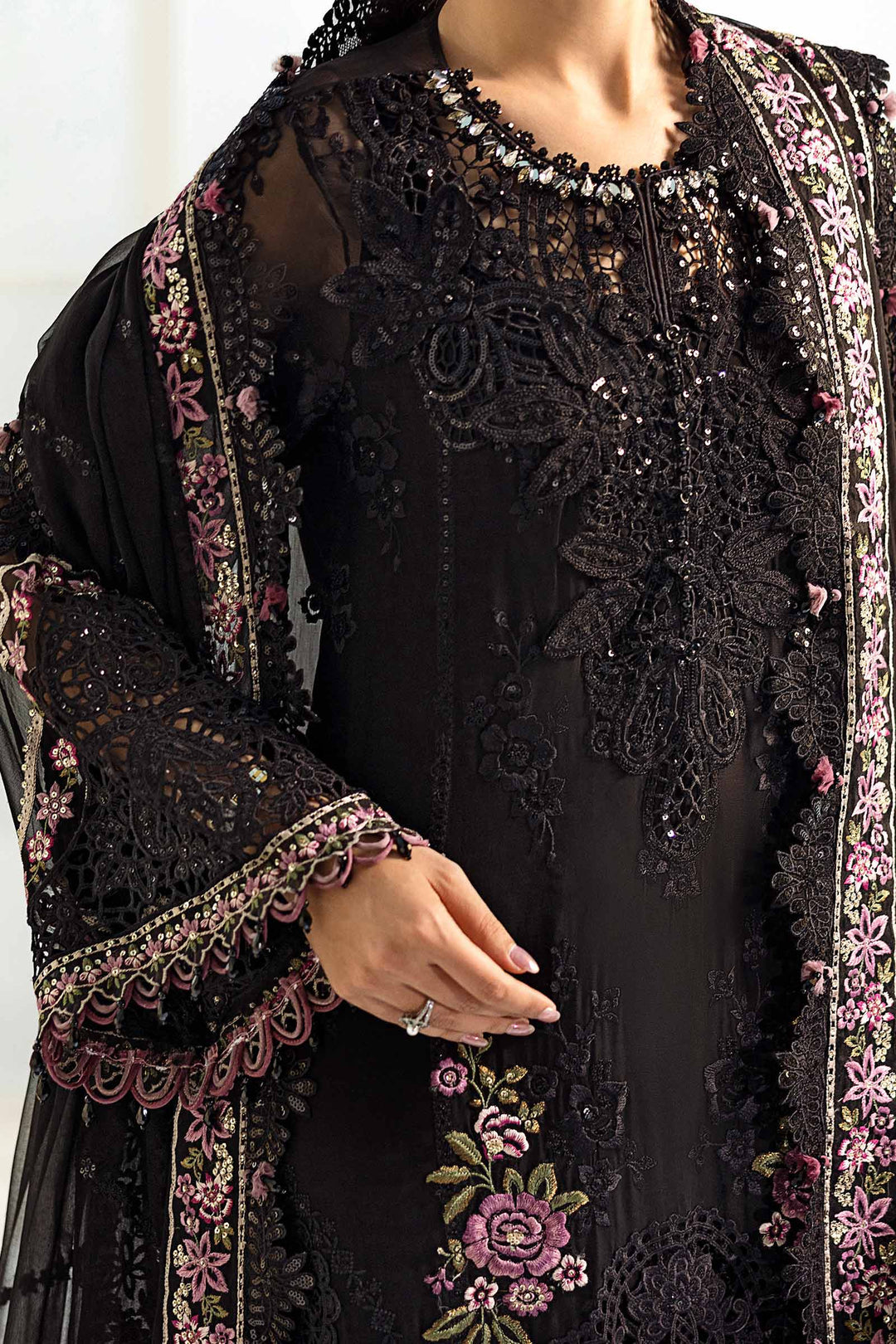 3 Piece Unstitched Embroidered Chiffon Suit | MPC-25-104