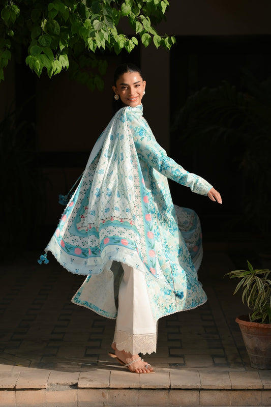 MINT SORBET LUXURY PRINTED EMBROIDERED LAWN SET (NEL-25618)