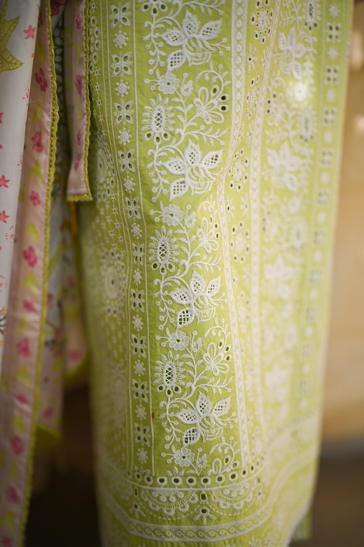 CARNIVAL (2) - PASTEL MINT GREEN LUXURY PRINTED EMBROIDERED LAWN SET (NEL-25615)