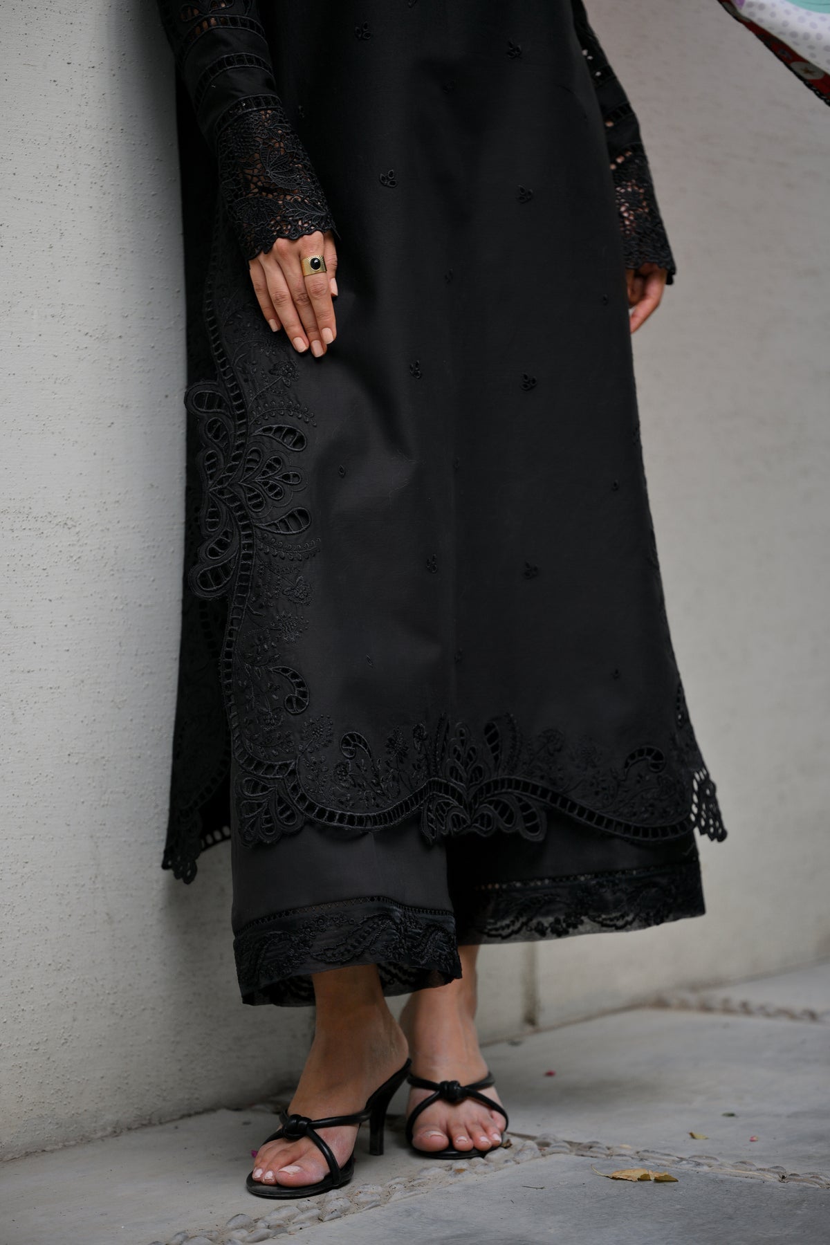 WATERMELON / BLACK LUXURY PRINTED EMBROIDERED LAWN SET (NEL-25611)