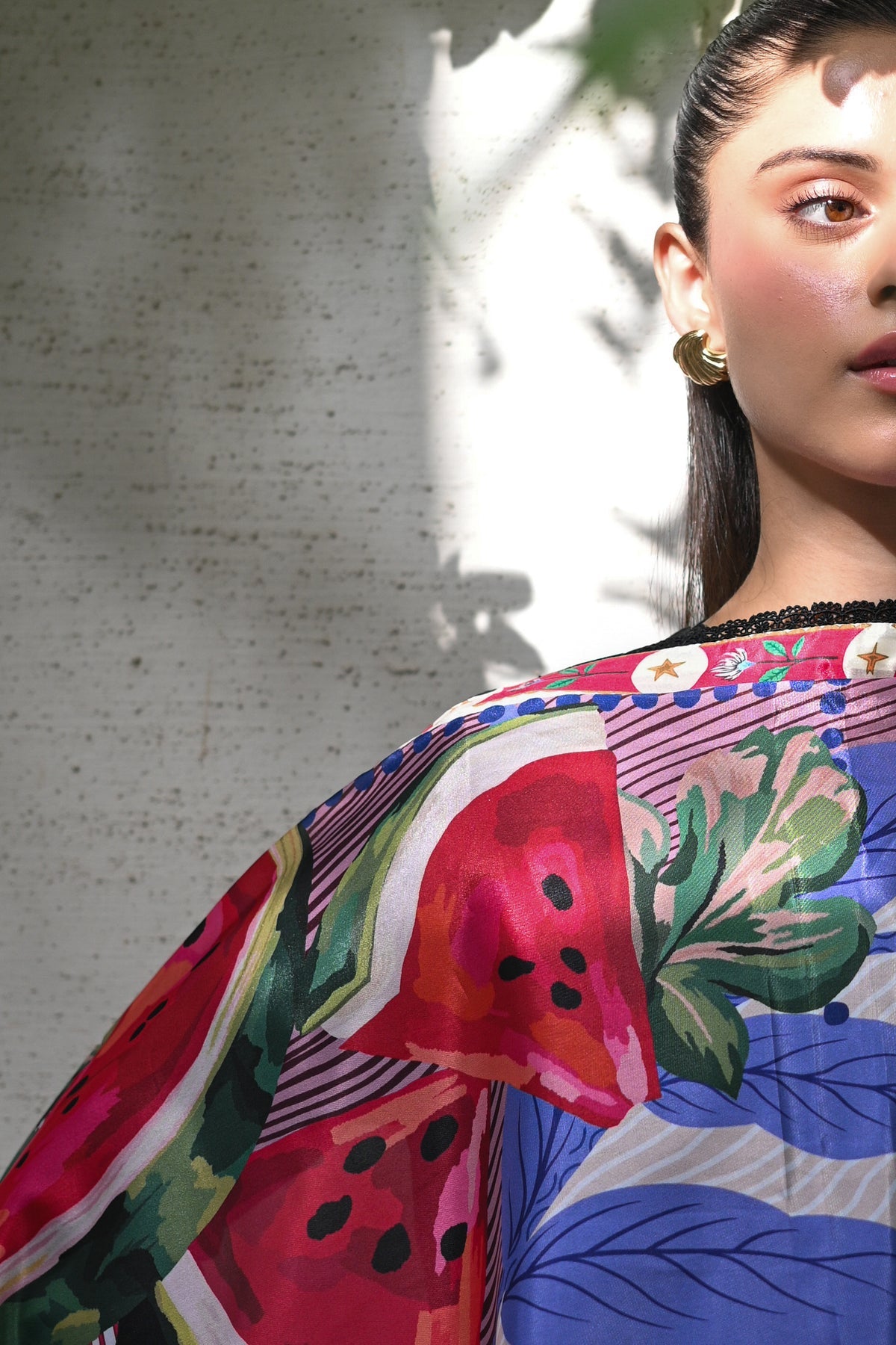 WATERMELON / BLACK LUXURY PRINTED EMBROIDERED LAWN SET (NEL-25611)