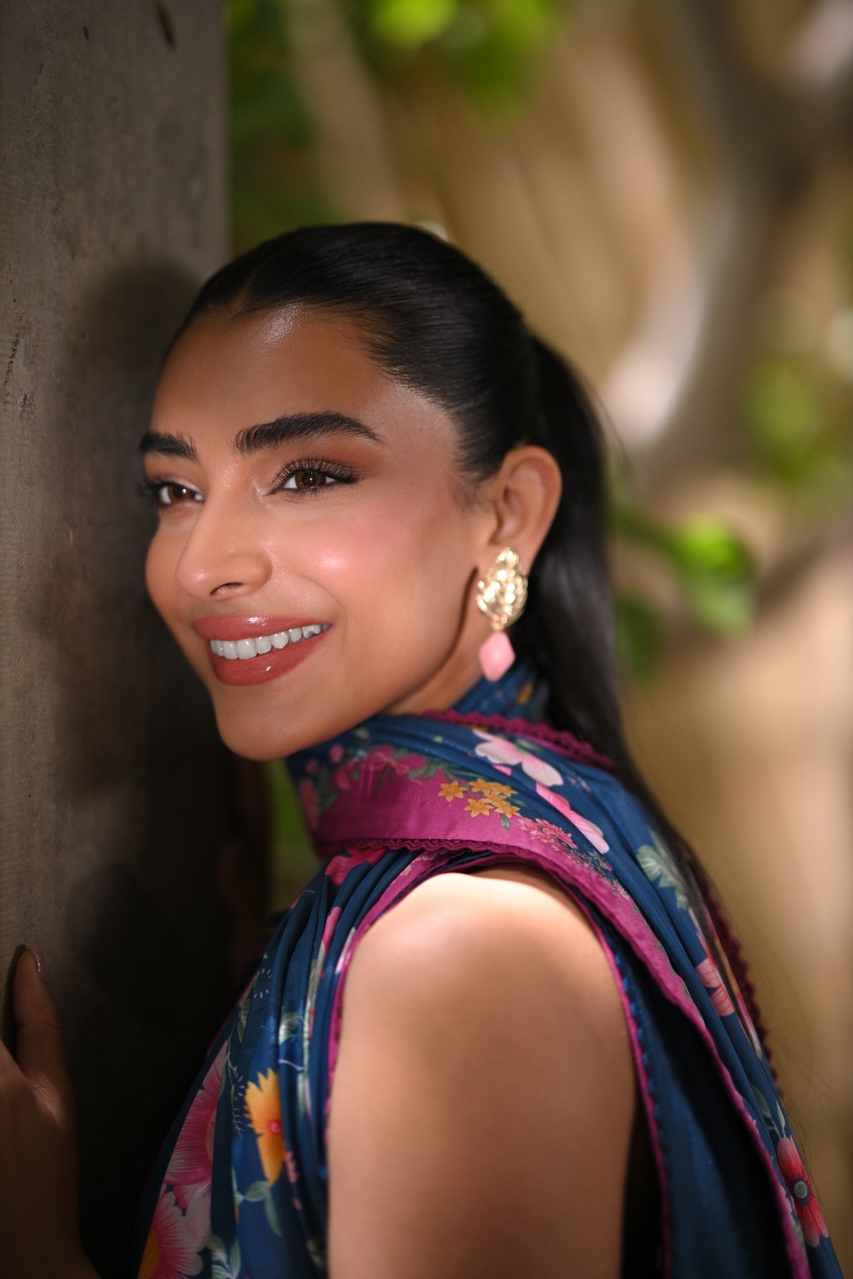 TEAL GARDEN LUXURY PRINTED EMBROIDERED LAWN SET (NEL-25610)