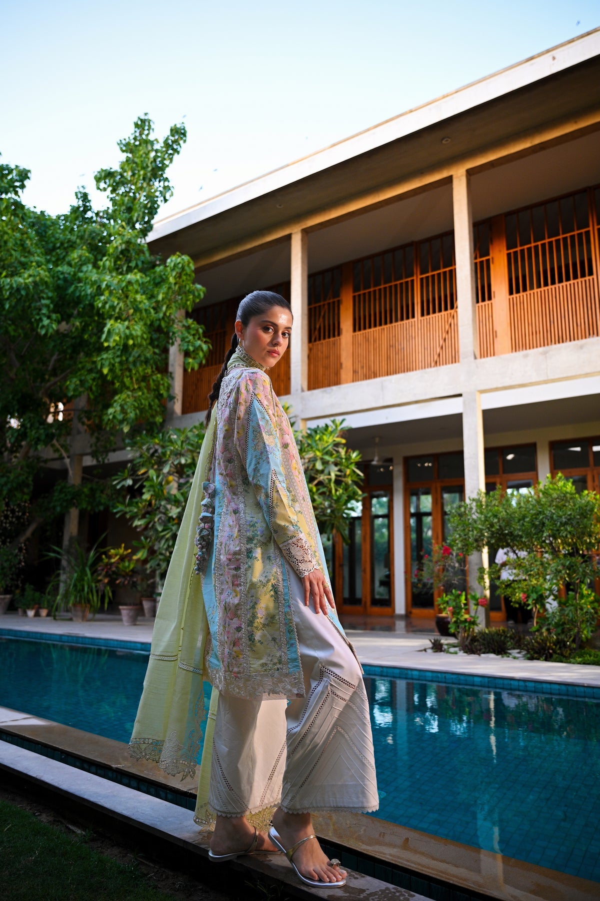 WHISPERS OF SUMMER / PISTACHIO LUXURY PRINTED EMBROIDERED LAWN SET (NEL-25620)